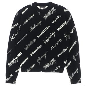 [5積分] 全新未使用 ▼ BALENCIAGA 23SS 724869 Logoomaia 全印花圓領針織衫 黑色 S 碼 意大利製造 正品 男士