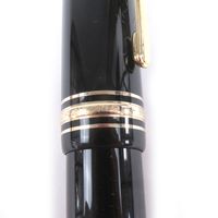 【ポイント5倍】美品□MONTBLANC モンブラン マイスターシュテュック 149 ペン先18K Mニブ キャップ式 万年筆 ブラック ゴールド ドイツ製 メンズ