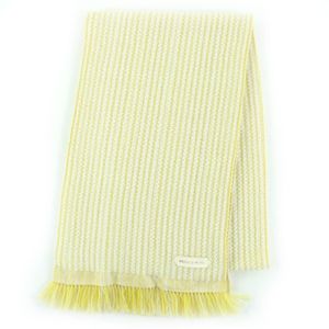 [5 Points] Excellent Condition ☆ HERMES 100% Cashmere Wavy Double Face Fringe Knit Large Scarf Yellow Women's
