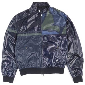 [5 Points] [Reviewed Regularly] Excellent Condition △HERMES 2024 Model, Sellier Buttons, Partially Patterned Track Jacket, Nylon Jacket, Navy, Size 46, Made in France, Men's