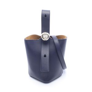 【二手】 LOEWE Pebble 水桶包迷你兩用手提包海軍藍皮革 Pebble 水桶包迷你女士二手 A