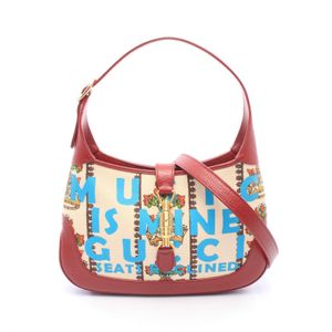 [중고] Gucci 구찌 숄더백 뉴 재키 1961 크라운 636706 아이보리/레드/멀티 컬러 캔버스 레더 재키 1961 크라운 여성용