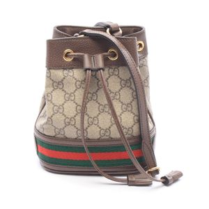 [중고] Gucci 구찌 숄더백 오피디아 미니 버킷백 GG 수프림 550620 베이지/브라운/그린 PVC 코팅 캔버스 레더