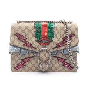 【중고】 Gucci 구찌 숄더백 디오니서스 리에디션 GG 수프림 400235 베이지/브라운/멀티 PVC 코팅 캔버스 스웨이드