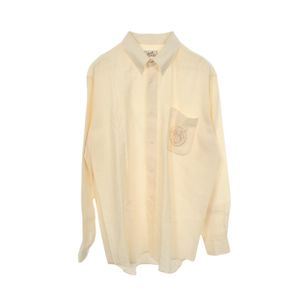 [Used] Hermes HERMES H embroidery long-sleeved ivory fabric linen shirt for men Used A