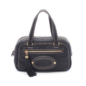 [Used] Loewe LOEWE Madrid Anagram Tassel Handbag, Black Leather, Women's Used B