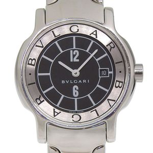BVLGARI(Bulgari) Solo Tempo ST29S 女士腕錶，不鏽鋼石英模擬顯示，黑色錶盤 [二手]
