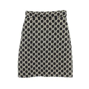 [Used] Gucci GUCCI Skirt GG Pattern Tweed 740530 Black Cotton Skirt Women's Used A
