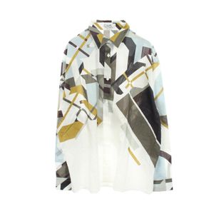 [Used] Hermes Geometric Long-Sleeve Cotton Shirt for Men, Used A