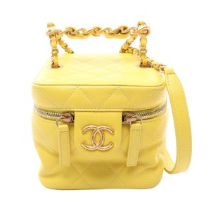 【중고】 Chanel 샤넬 숄더백 마틀라세 2WAY AS3228 옐로우 램스킨(양가죽) 마틀라세 배니티 2way 체인 숄더백 여성용 Used A