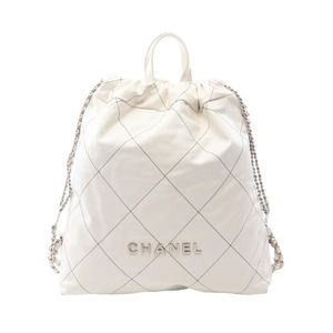 [중고] Chanel 샤넬 류크색 백팩 Chanel 22 라지 AS3313 화이트 레더 CHANEL22 마틀라세 체인 백팩 여성용 Used A