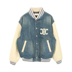 [중고] CELINE 스타디움 재킷 25SS 루즈 트리옹프 테디 트레일 워시 데님 블루 코튼 레더 트리옹프 데님 블루종 남성용 Used A