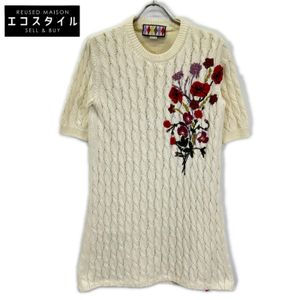 Gucci 712815 XKCKP LOVELIGHT White Cotton Embroidered Midi Knit Dress, Size S [Used]