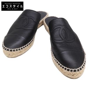 Chanel [Excellent Condition] G33553 Coco Mark Espadrille Slide Sandals, Size 39 [Pre-owned]