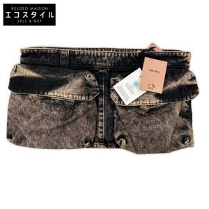 Miu Miu GWD925 Black x Pink Washed Denim Mini Skirt Size 36 [Used]