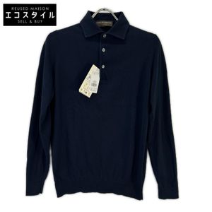 Filippo De Laurentiis 6110-PL1MLPAR20 Navy Cotton Knit Long-Sleeve Polo Shirt, Size 44 [Used]