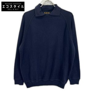 Loro Piana Navy Cashmere Silk Collared Crew Neck Knit, Size 52 [Used]