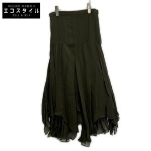 Polo Ralph Lauren Khaki Sheer Asymmetrical Long Skirt, Size 2 [Used]