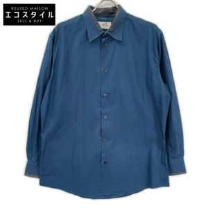 Hermes blue cotton long-sleeved shirt with sleeve buttons, size 42 [Used]