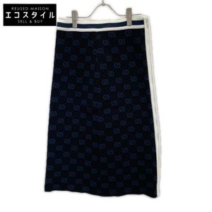 Gucci 754040 Navy GG Fine Cotton Jacquard Skirt [Used]