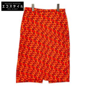 Gucci 832901 Orange Horsebit Print Skirt Size 40 [Used]
