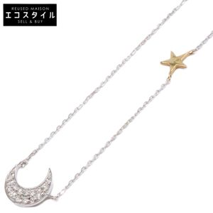 Joie de Treat [Excellent Condition] ANNM-W K18WG K18YG 0.14 Carat Pave de Lune Moon/Star Motif Diamond [Pre-owned]