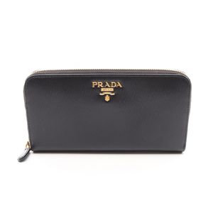 [Used] Prada PRADA Round Long Wallet Black Leather Round Long Wallet Women's Used A