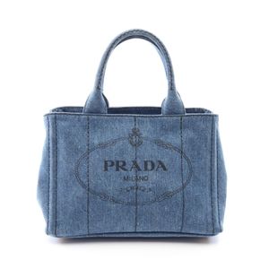 【中古】 プラダ PRADA トートバッグ CANAPA カナパ 2WAY 1BG439 デニムブルー/ブラック デニム カナパ ミニ レディース Used A