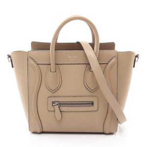 【二手】 CELINE Luggage Nano Shopper 兩用手提包，米色皮革，女士，二手 B