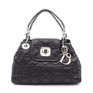 [Pre-owned] Dior Charming Lock Handbag, Cannage, Black Nylon Leather, Women's Handbag