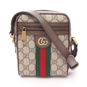 [중고] Gucci 구찌 숄더백 오피디아 GG 수프림 598127 베이지/브라운/그린 PVC 코팅 캔버스 레더 오피디아 미니 메신저백