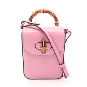 [중고] Gucci 구찌 손가방 뱀부 2WAY 702106 핑크 레더 뱀부 3WAY 미니백 여성용 Used A