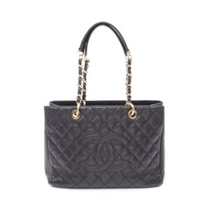 [Used] Chanel Matelassé Grand Shopping GST Tote Bag, Black Caviar Skin (Grained Calfskin), Chain Tote, Women's, Used A