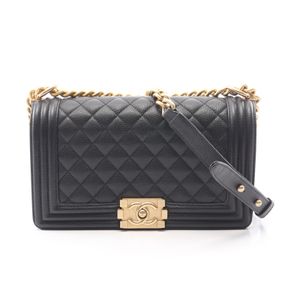 [Used] Chanel CHANEL Shoulder Bag Boy Chanel Black Caviar Skin (Grained Calf) Boy Chanel Chain Shoulder Women's Used A