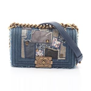 [Pre-owned] Chanel CHANEL Shoulder Bag Boy Chanel Small Patchwork Antique Gold Hardware A67085 Denim Blue/Ivory/Multi Denim