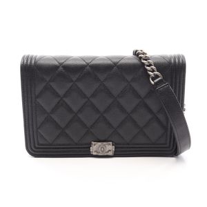 [Used] Chanel CHANEL Shoulder Bag Boy Chanel Matelasse AP1117 Black Caviar Skin (Grained Calf) Boy Chanel Chain Wallet
