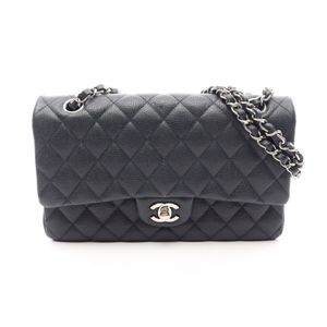 [Pre-owned] Chanel CHANEL Shoulder Bag Matelassé Double Flap A01112 Navy Caviar Skin (Grained Calf) Matelassé Double Flap Chain Shoulder Bag