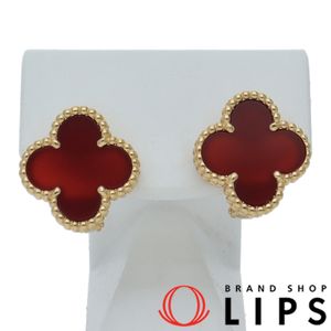 Van Cleef & Arpels Vintage Alhambra Earrings, Carnelian, VCARD40400
(Earrings: (approx. cm) Height 1.5 x Width 1.5 x Depth 1.0) K18YG, Polished, Excellent Condition [Pre-owned]