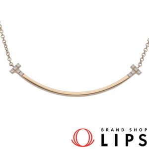 Tiffany & Co. T Smile Diamond Necklace 74956963 / D: 0.03ct (Head (approx. cm): Height 0.3 x Width 3.7 x Depth 0.1, Chain: approx. 40-45cm) K18PG, Polished, Excellent Condition [Pre-owned]