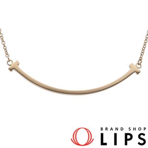 Tiffany & Co. T Smile Small Necklace 60011678 (Head (approx. cm): Height 1.2 x Width 3.7 x Depth 0.1, Chain: approx. 41-46 cm) K18PG, Polished, Excellent Condition [Pre-owned]