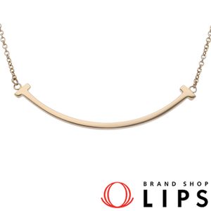 Tiffany & Co. T Smile Small Necklace 60011678 (Head (approx. cm): Height 1.2 x Width 3.7 x Depth 0.1, Chain: approx. 41-46.5 cm), K18PG, Polished, Excellent Condition [Pre-owned]