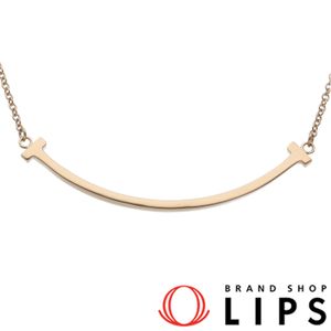 Tiffany & Co. T Smile Small Necklace 60011678 (Head (approx. cm): Height 1.2 x Width 3.7 x Depth 0.1, Chain: approx. 40.5-45.5cm) K18PG, Polished, Excellent Condition [Pre-owned]