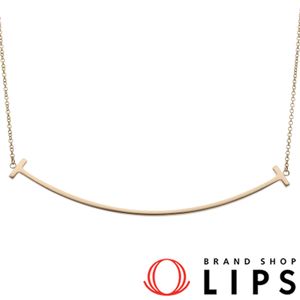 Tiffany & Co. T Smile Large Necklace 60011651 (Head (approx. cm): Height 0.1 x Width 7.0 x Depth 0.1, Chain: approx. 40.5-45.5 cm), K18PG, Polished, Excellent Condition [Pre-owned]