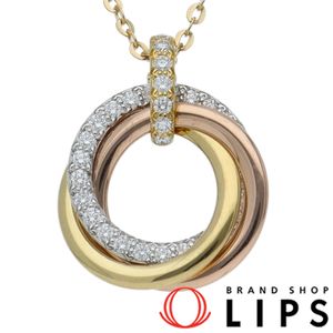 Cartier Trinity Necklace, Small Model, Semi-Pavé Setting, B7224849 / D: 0.26ct (Head (approx. cm): 1.8 x 1.4 x 0.3 cm, Chain: approx. 38-42 cm), K18/3 Color finish, Excellent condition [Pre-owned]