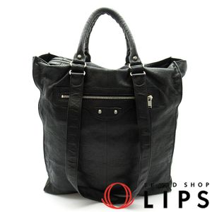 BALENCIAGA 2WAY 토트백 458534 가죽 여성용 토트백
 블랙【중고】