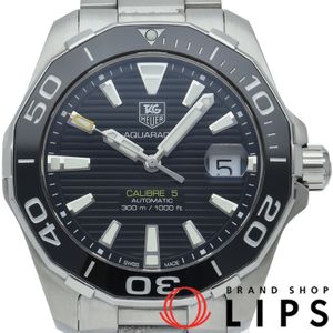 TAG HEUER 아쿠아레이서 칼리버 5 Aquaracer Calibre 5 WAY211A.BA0928 박스 보증서 SS 남성용 시계 블랙 폴리싱 완료 미품 【중고】