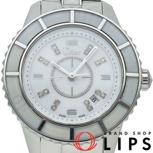 Dior Crystal Ladies Watch, 16 Diamonds, Christal CD113111, Box, Stainless Steel, White, Polished, Excellent Condition [Pre-owned]