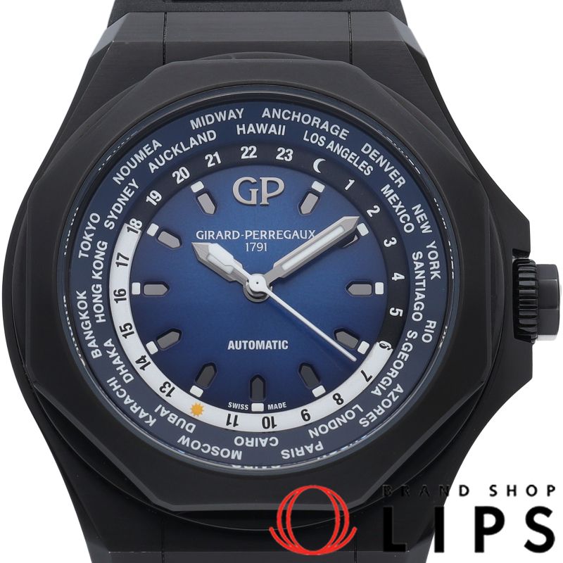 Girard-Perregaux Laureato Absolute WW.TC 44mm 81065-21-491-FH6A Box, Warranty Card, Titanium/Rubber Strap, Men's Watch, Blue, Polished, Excellent Condition [Used]