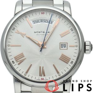 Montblanc 4810 Day-Date Watch 40.5mm Day-Date Automatic 114854 Stainless Steel Men's Watch Silver Polished Excellent Condition [Used]