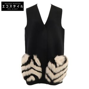 Fendi [Domestic Authorized Dealer] FF8474 GILET DOUBLE WOOL Long Vest with Fox Fur Pocket / Size 42 [Used]